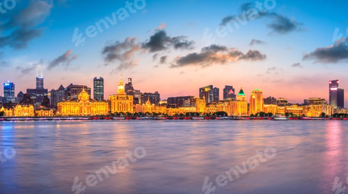 Preview: Beautiful City Skyline Night Scene At The Bund,Shanghai