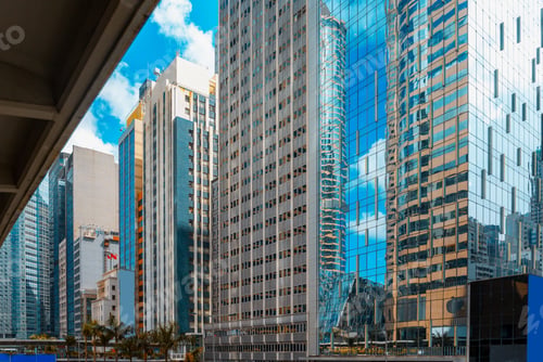 Preview: Bottom Up View Of Modern Office Building In Hong Kong
