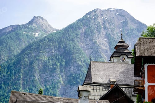 Preview: Scenic Picture-Postcard View Of Famous Hallstatt Mountain Village In The Austrian Alps At Beautiful