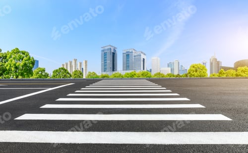 Preview: City Zebra Crossing Road And Modern Commercial Buildings In Shanghai