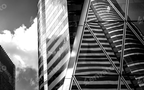 Preview: Windows Of Commercial Building In Hong Kong With B&W Color