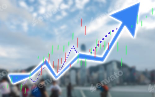 Preview: Double Exposure Of Stocks Market Chart; Concept For Hong Kong Stock Market Or Business Or Labor