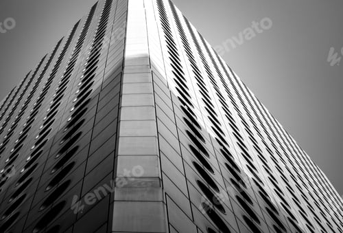 Preview: Windows Of Commercial Building In Hong Kong With B&W Color