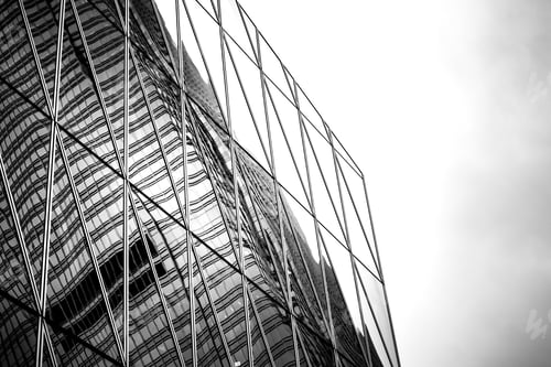 Preview: Windows Of Business Building On Black And White Color