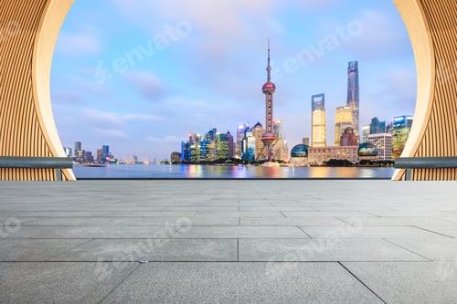 Preview: Shanghai,China Modern City Architecture And Empty Square Floor
