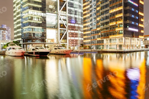 Preview: Modern Urban Architectural Landscape At Night In Shanghai