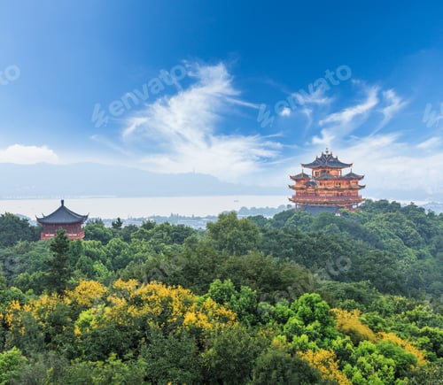 Preview: Beautiful Hangzhou West Lake And Ancient Pavilion Architectural Scenery