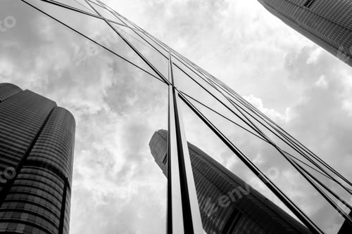 Preview: Window Of Commercial Building On Hong Kong With B&W Color