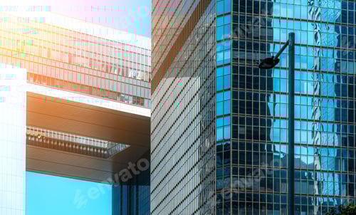 Visualização: Arquitetura moderna de Hong Kong; Edifício comercial de Hong Kong de perto