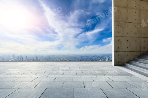 Preview: City Skyline And Buildings With Empty Square Floor In Shanghai,China