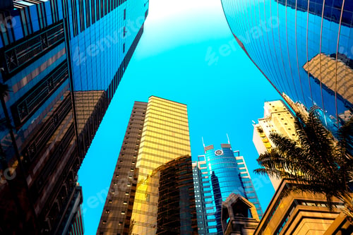 Preview: Bottom Up View Of Modern Office Building In Hong Kong