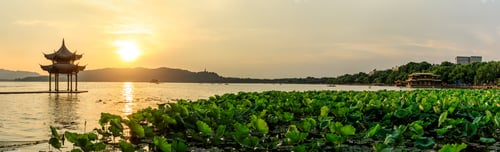Preview: Hangzhou West Lake Jixian Pavilion At Sunset,Panoramic View