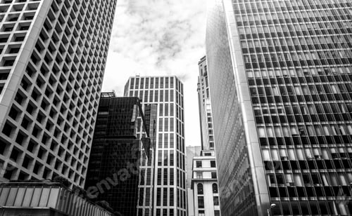 Preview: Hong Kong Modern Office Building With B&W Color