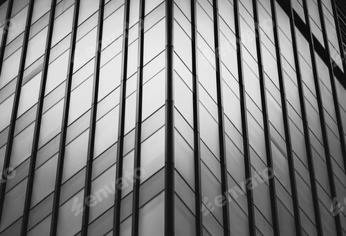Preview: Modern Office Building Detail, Glass Surface With B&W Color