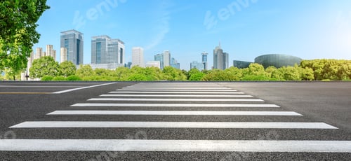 Preview: City Zebra Crossing Road And Modern Commercial Buildings In Shanghai