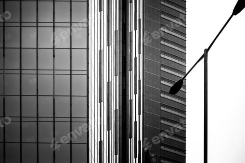 Preview: Windows Of Commercial Building In Hong Kong With B&W Color