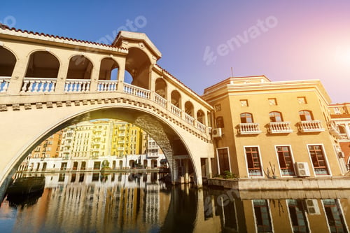 Preview: The Old Bridge Beside The Apartment Building In Suburban Area