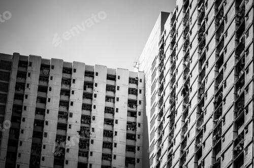 Preview: Hong Kong Apartment Block With B&W Color