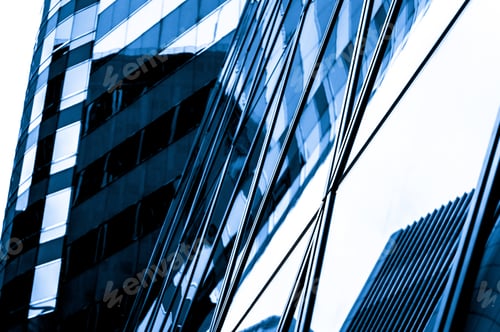 Preview: Windows Of Business Building In Hong Kong With Blue Color