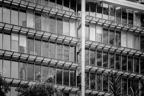 Preview: Hong Kong Commercial Building Close Up; Black And White Tone