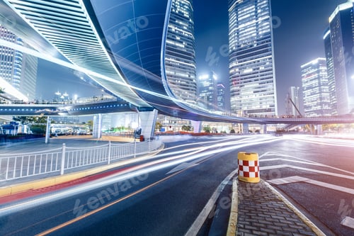 Preview: Beautiful Modern Cityscape At Night In Shanghai,China