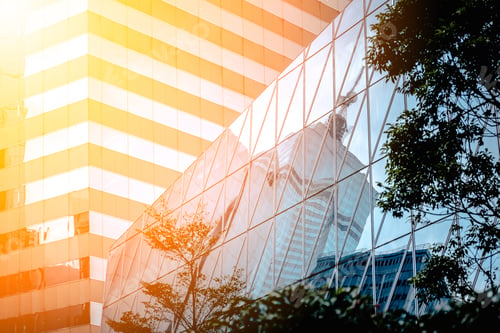 Preview: Modern Office Building Close Up In Sunlight