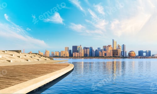 Preview: Hangzhou City Skyline And Empty Wooden Platform