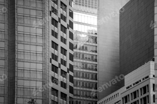 Preview: Hong Kong Commercial Building Close Up; Black And White Tone