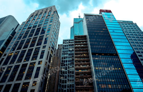 Preview: Bottom Up View Of Modern Office Building In Hong Kong