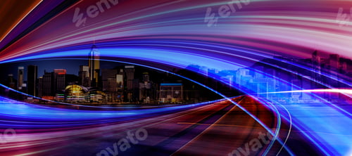 Preview: Double Exposure With Traffic Light In The Hong Kong City Nightview