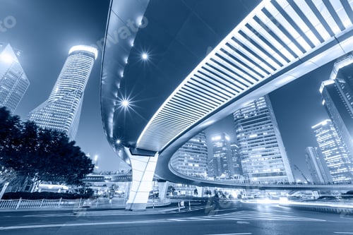 Preview: Beautiful Modern Cityscape At Night In Shanghai,China