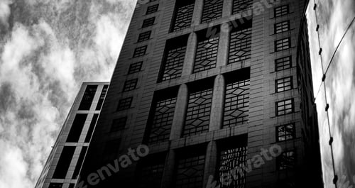 Preview: Windows Of Commercial Building In Hong Kong With B&W Color