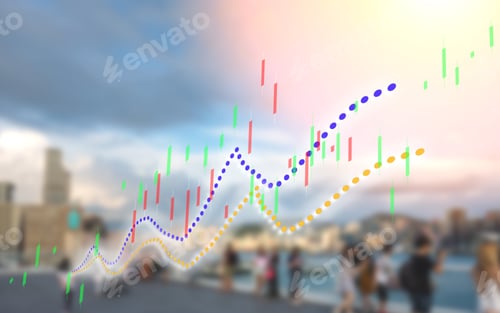 Preview: Double Exposure Of Stocks Market Chart; Concept For Hong Kong Stock Market Or Business Or Labor
