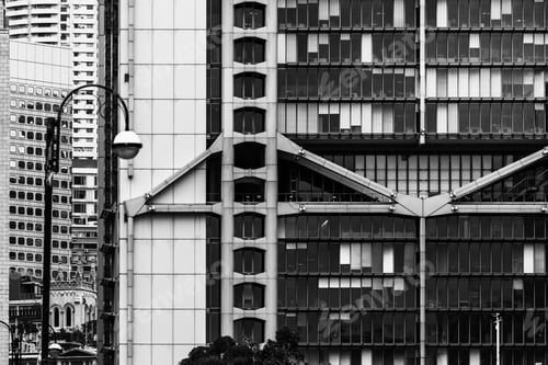 Preview: Modern Building Exterior, Architecture, Close Up With Black And White Color