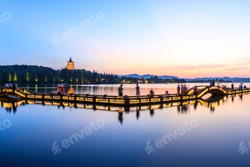Preview: Beautiful Hangzhou West Lake Landscape At Sunset