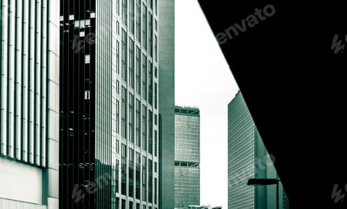 Preview: Bottom Up View Of Modern Office Building In Green Color