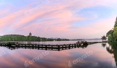 Preview: Beautiful Hangzhou West Lake Landscape At Sunset