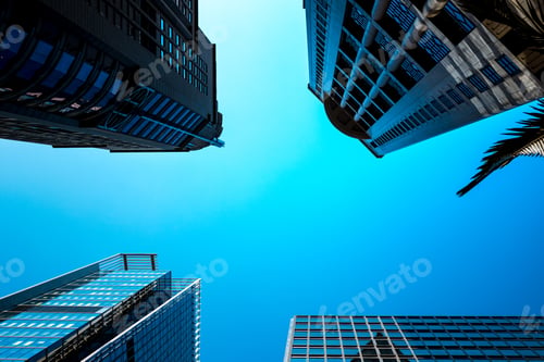 Preview: Bottom Up View Of Commercial Building In Hong Kong