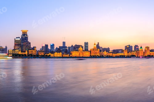Preview: Beautiful City Skyline Night Scene At The Bund,Shanghai
