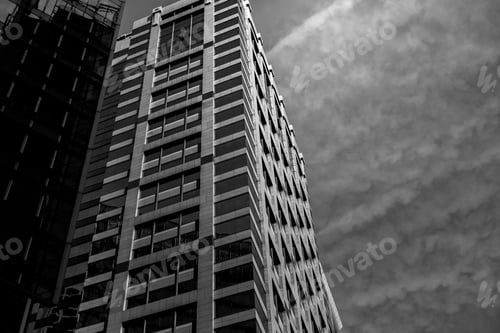 Preview: Windows Of Commercial Building In Hong Kong With B&W Color