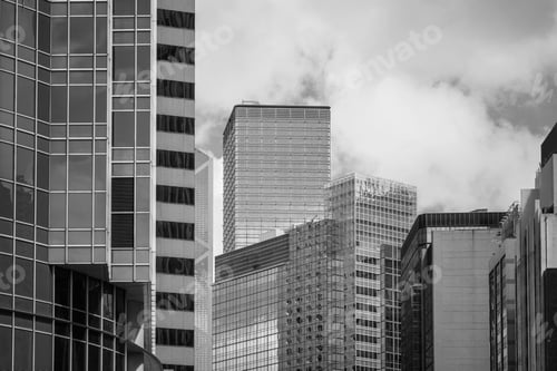 Preview: Hong Kong Commercial Building Close Up; Black And White Style