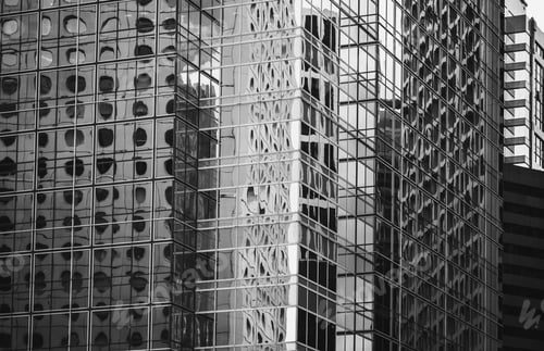 Preview: Hong Kong Commercial Building Close Up; Black And White Style
