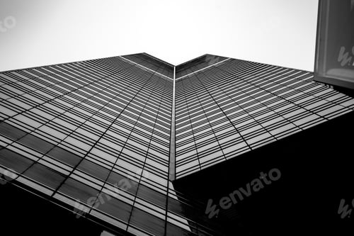 Preview: Windows Of Commercial Building In Hong Kong With B&W Color