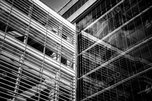 Preview: Windows Of Commercial Building In Hong Kong With B&W Color