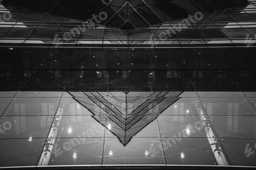 Preview: Modern Office Buildings In Hong Kong, Black And White Color