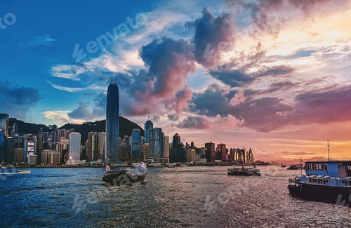 Preview: Hong Kong Harbour View With Sunlight
