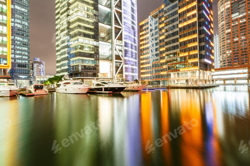 Preview: Modern Urban Architectural Landscape At Night In Shanghai