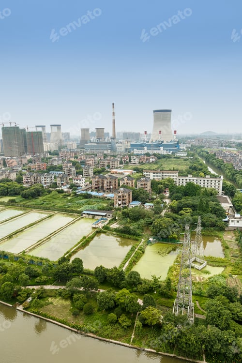 Preview: Power Plants In Residential Areas Aerial View
