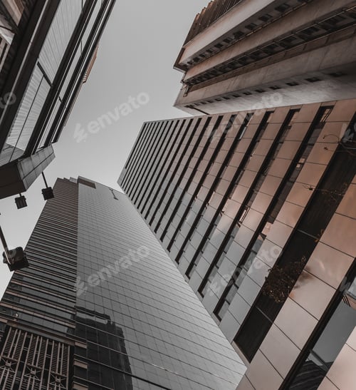 Preview: Hong Kong Business Building Closed Up; Black And Golden Color