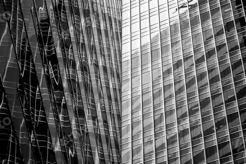 Preview: Windows Of Commercial Building In Hong Kong With B&W Color
